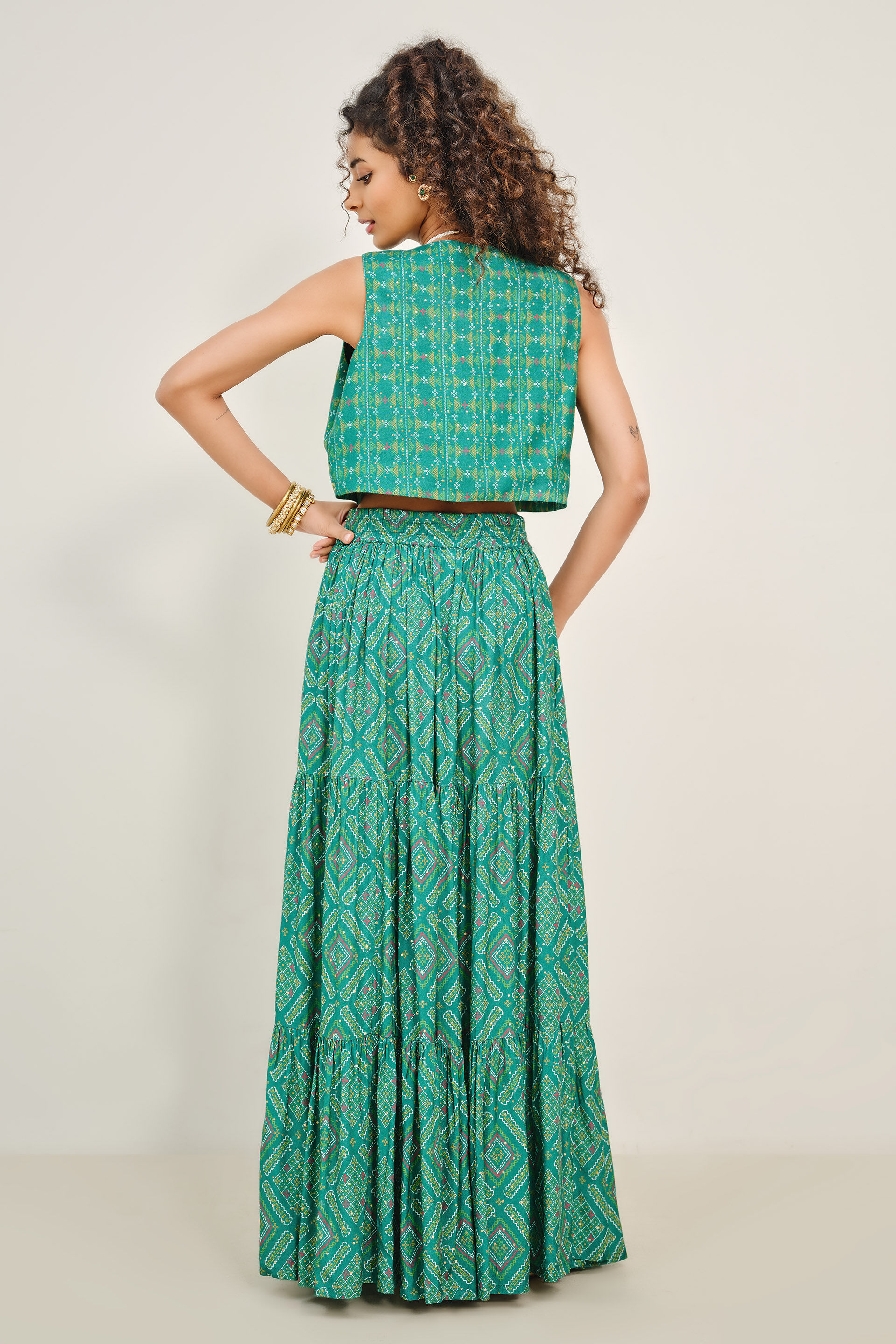 Tarini Teal Skirt Set, Teal, image 7
